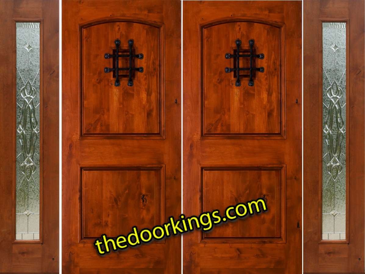 sw76 knotty alder double door with two shannon sidelites